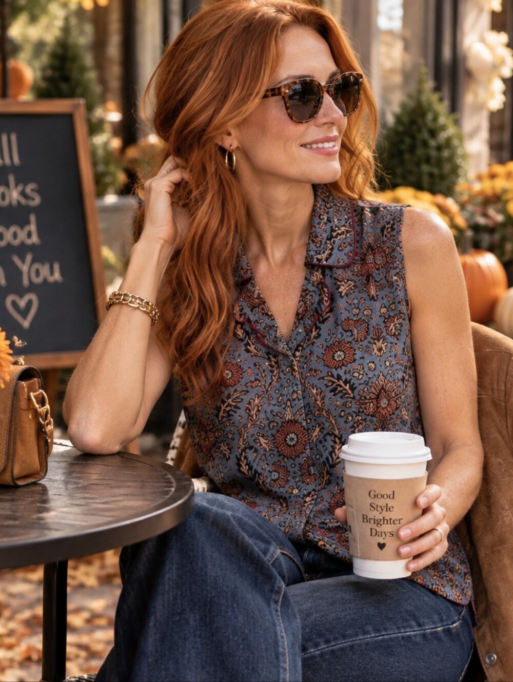 CAbi sleeveless button down shell style 3620